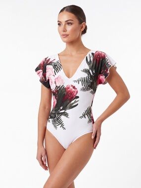 Albion White Top with Subtle Gray Logo Print